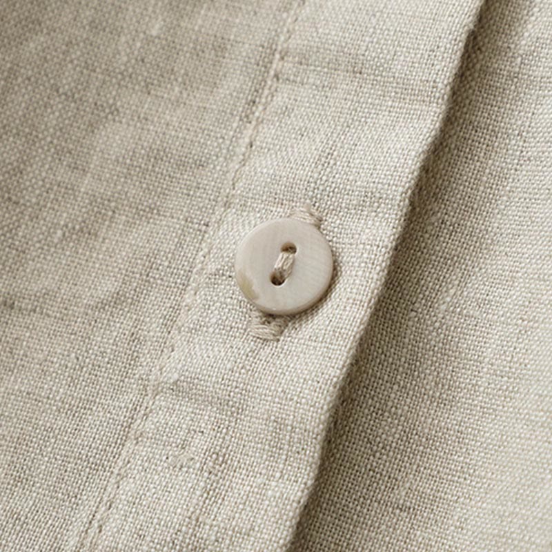 Buddha Stones Solid Color Button Three Quarter Sleeve Shirt