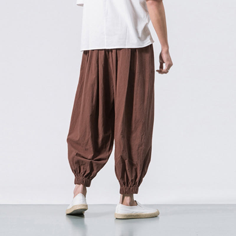Buddha Stones Casual Sports Men's Solid Color Cotton Drawstring Pants With Pockets
