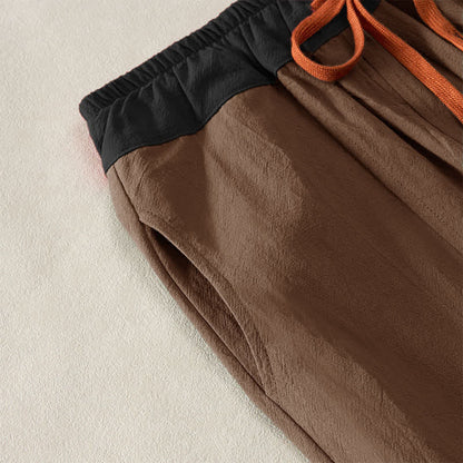 Buddha Stones Color Contrast Corduroy Cotton Women's Thermal Fleece-Lined Harem Pants With Pockets