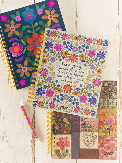 2026-27 17 Month Planner - Teal Folk Flower