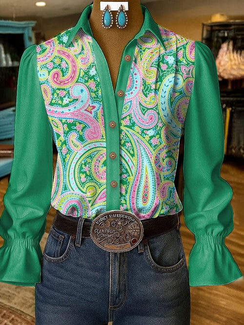 Women's Retro Western Print Shirt