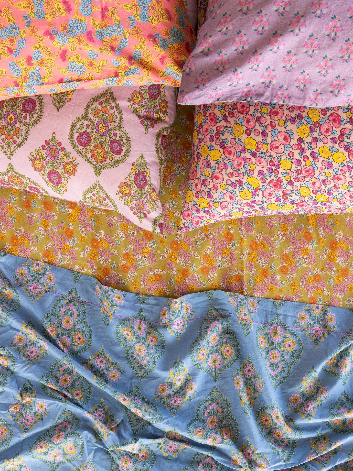 Mix & Match Cotton Pillowcase, Single - Pink Retro Calico