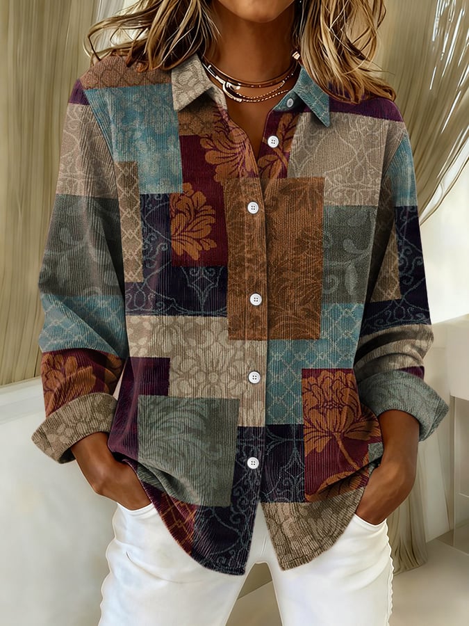 Women's casual western corduroy shirt