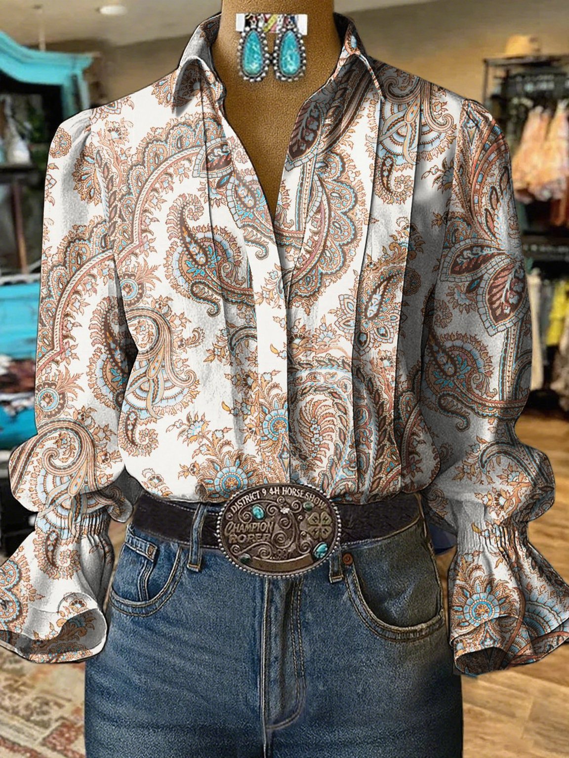 Women's Western Ethnic Print Shirt