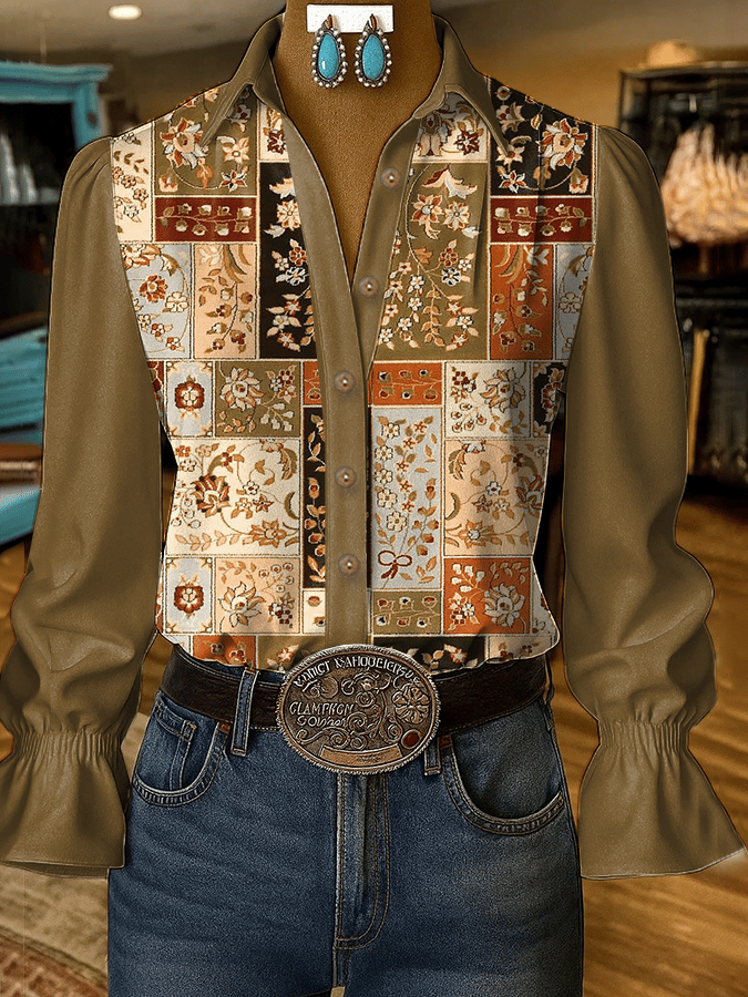 Women's Retro Western Print Shirt