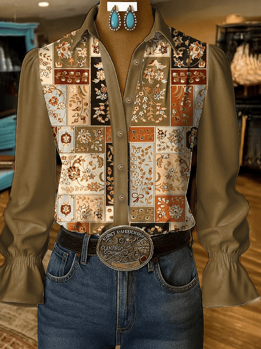Women's Retro Western Print Shirt