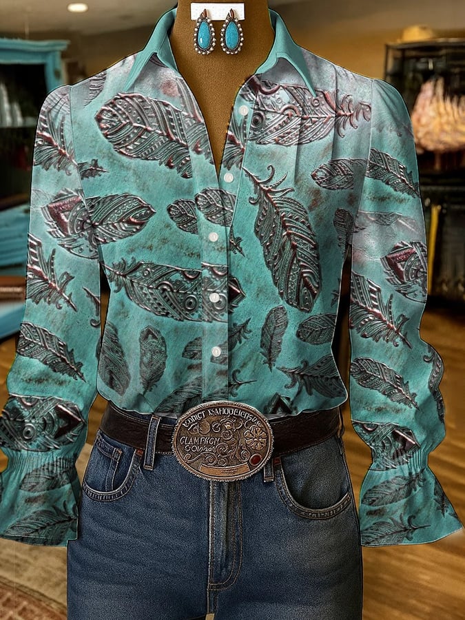 Women's casual western style pattern shirt