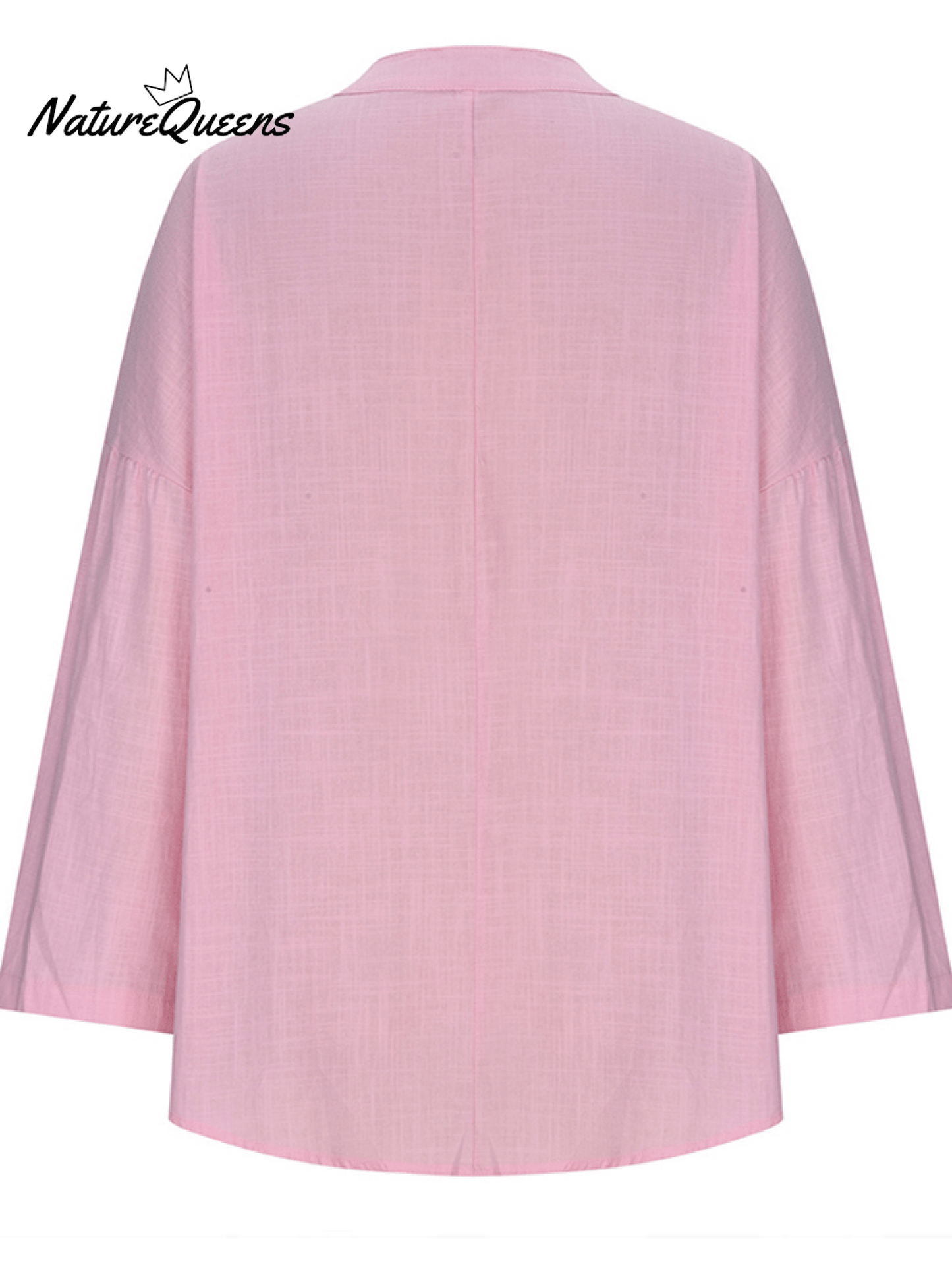 Women's Cotton Long Sleeve Round Neck Solid Color Loose Beach Shirt