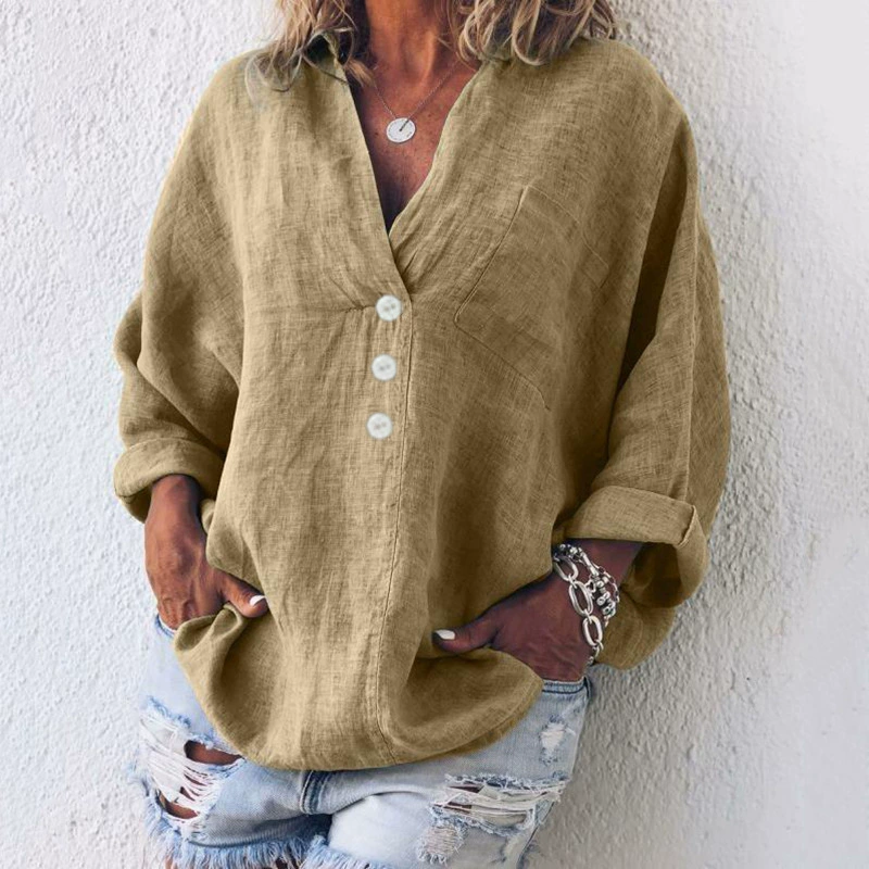 Cotton Linen Lapel Loose Shirt