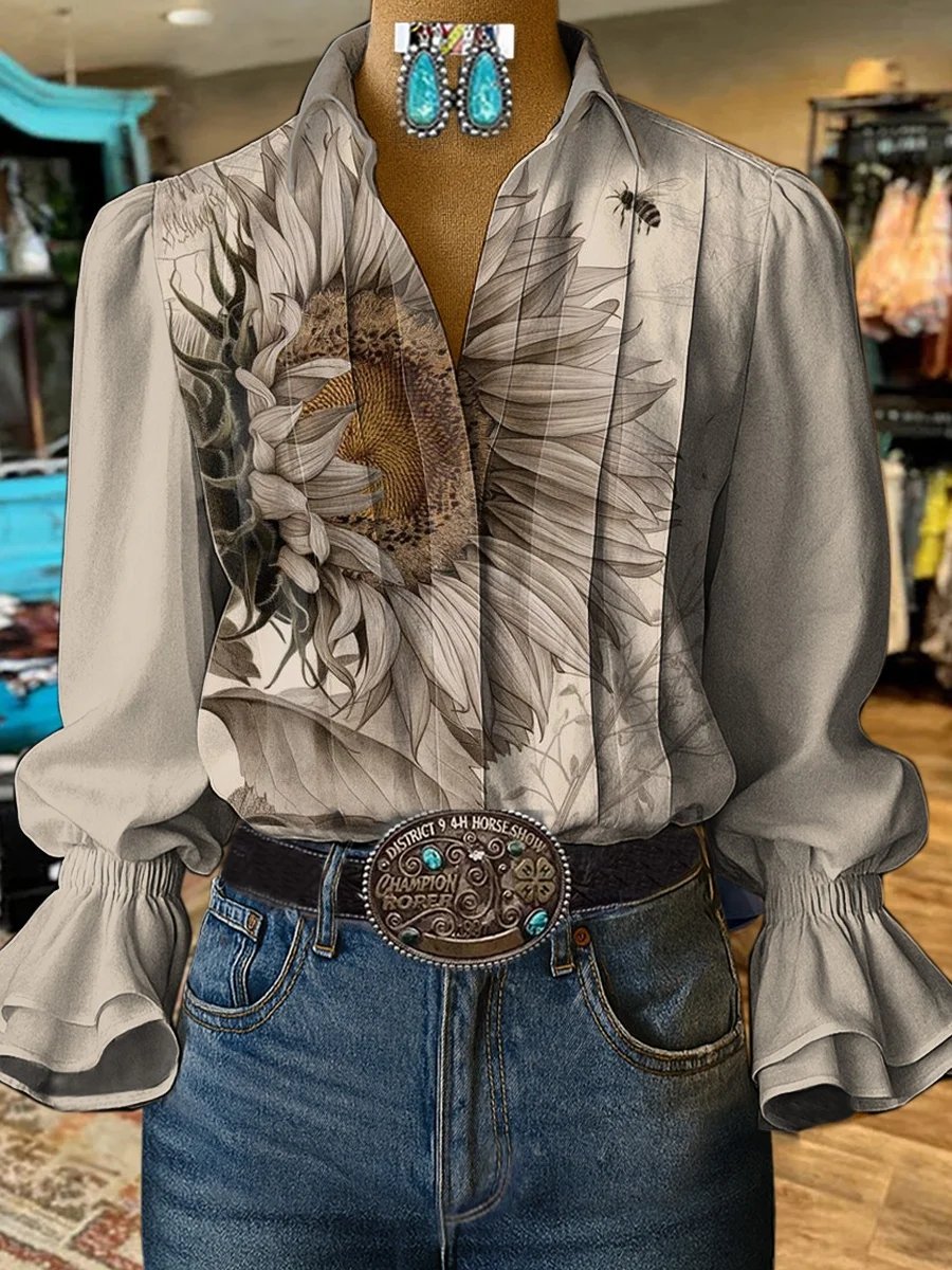 Women's Vintage Western Floral Shirt