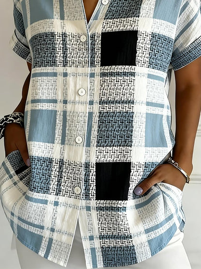 Women's Casual Collared Striped Print Shirt