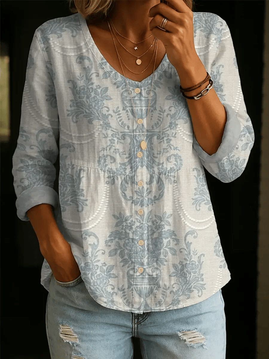 Women's Floral Pattern Art Print Casual Shirt