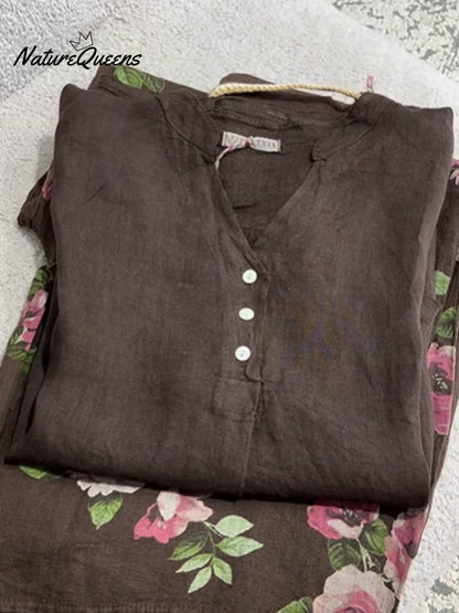 Women's  Casual Cotton And Linen Shirt