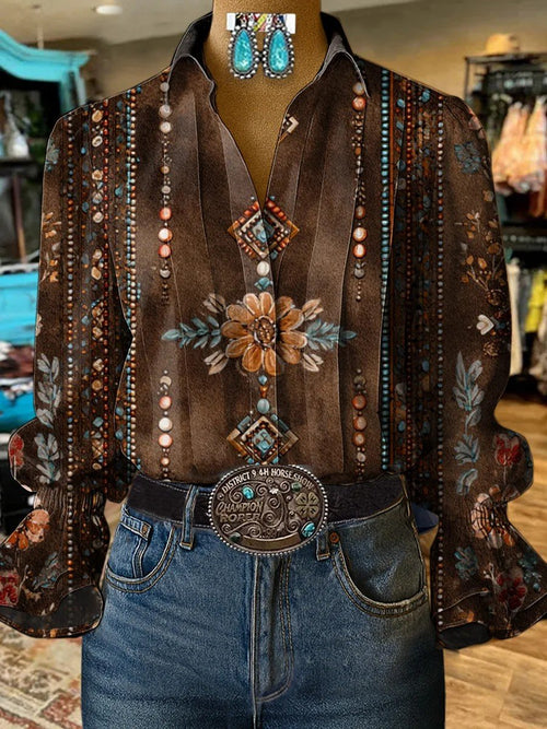 Women's Vintage Western Floral Shirt