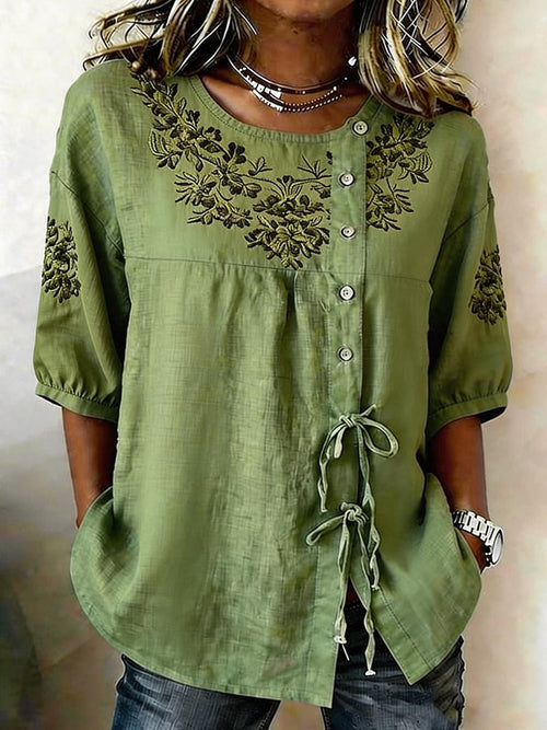 Women's Faith Floral Print Half Sleeve Casual Blouse