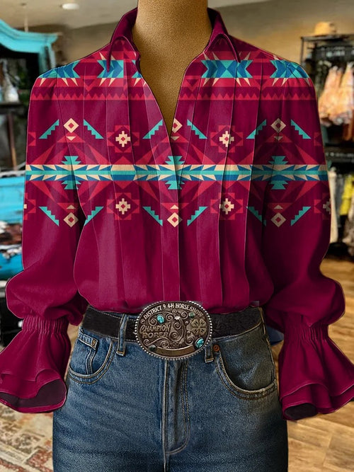 Women's Retro Casual Western Pattern Shirt