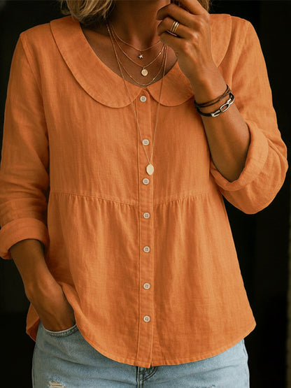 Peter Pan Collar Linen And Cotton Shirt