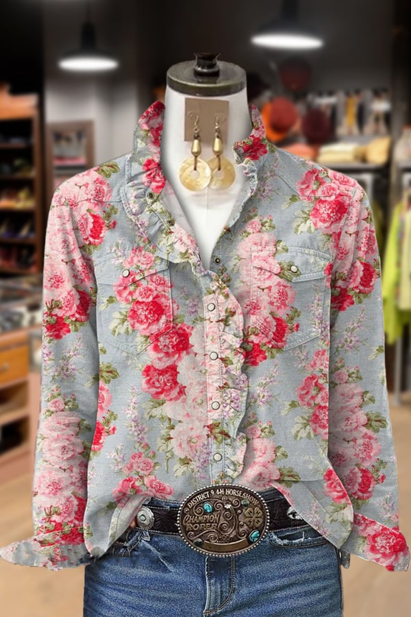 Women's Vintage Western Floral Shirt