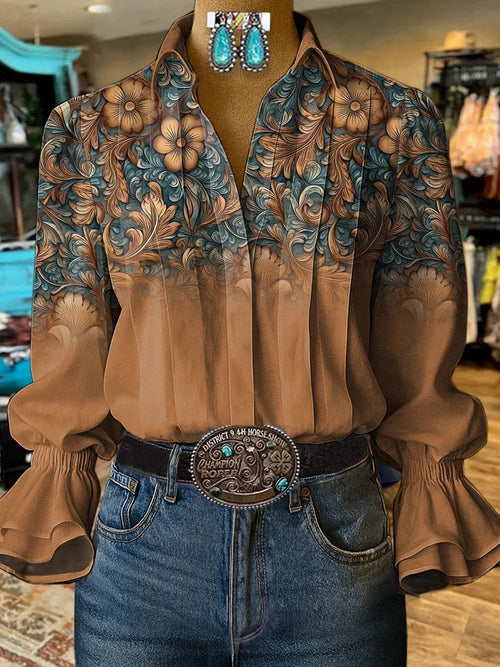 Women's Vintage Western Floral Shirt