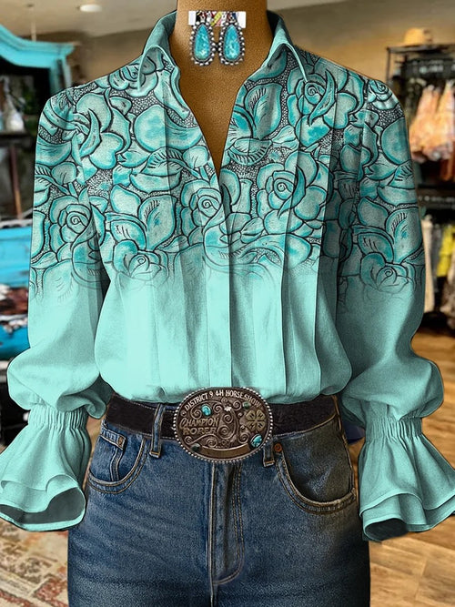 Women's Vintage Western Floral Shirt