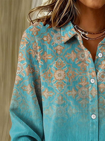 Women's casual western corduroy shirt