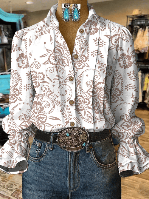 Women's Vintage Western Paisley Design Shirt
