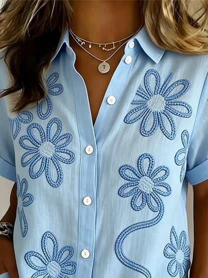 Women's Casual Collared Striped Print Shirt