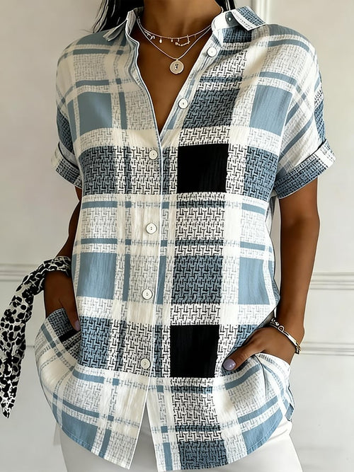 Women's Casual Collared Striped Print Shirt
