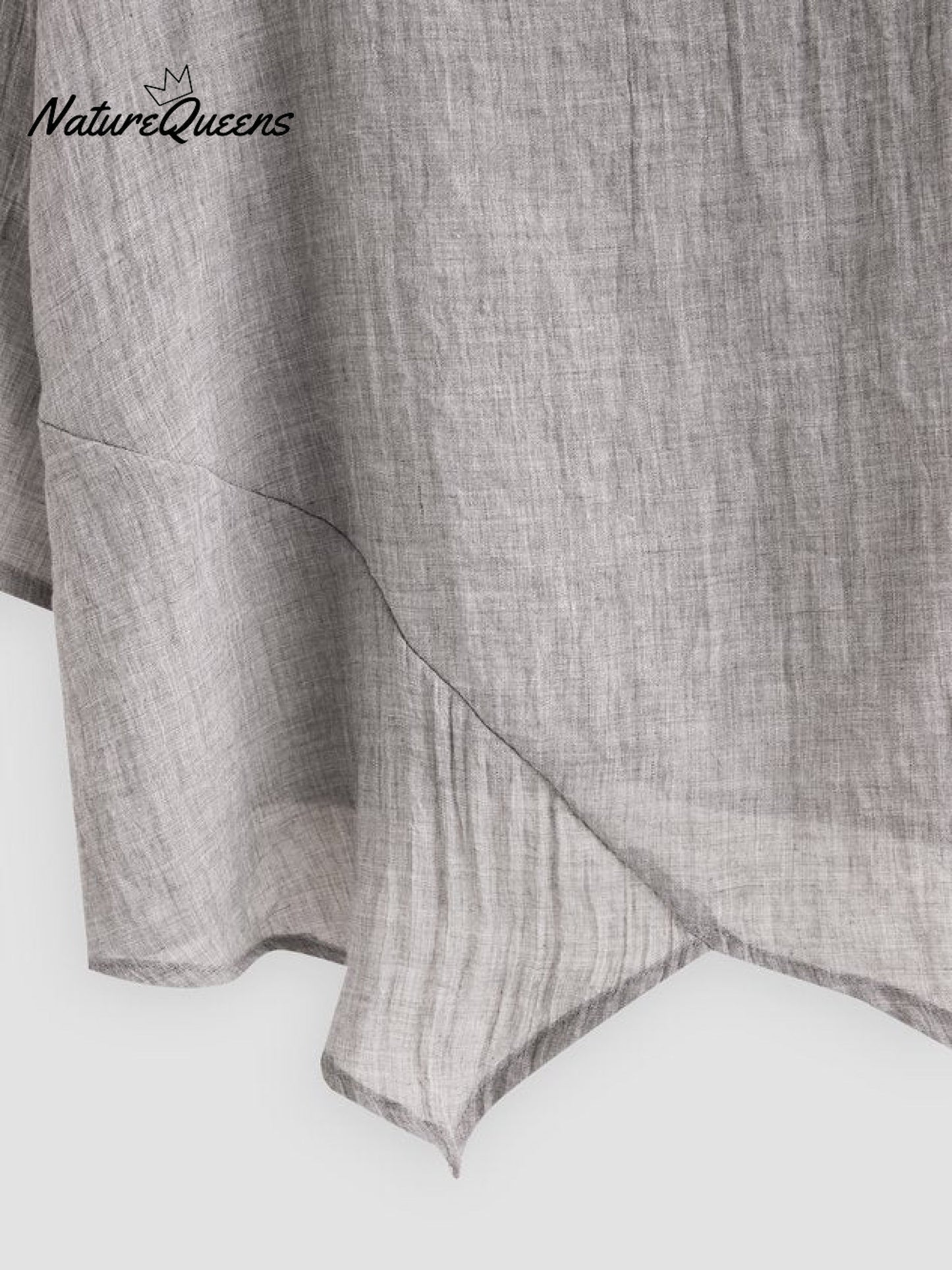 JFN Cotton & Linen Asymmetric Hem Loose Fit Long Sleeve Shirts Tunic Top