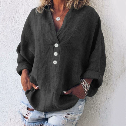 Cotton Linen Lapel Loose Shirt