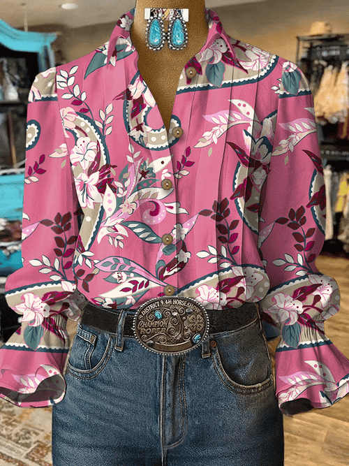 Women's Vintage Western Paisley Design Shirt