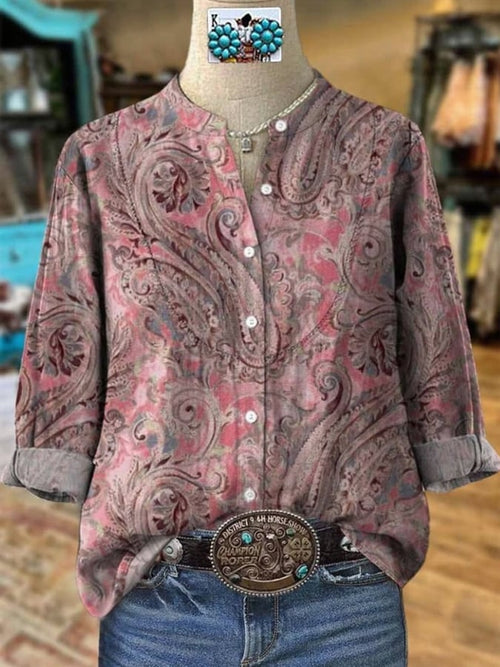 Women's Western Vintage Floral Print Shirt
