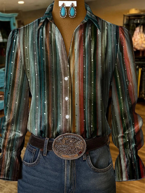 Women's Western Vintage Art Print Shirt