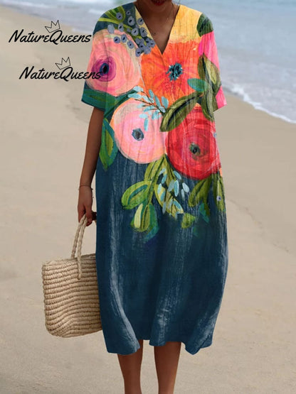 Women's  Floral Art  Print Casual Cotton Shirt