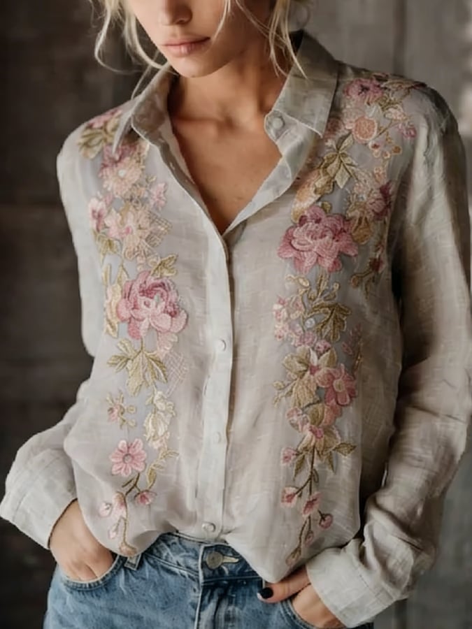 Women's casual floral print shirt