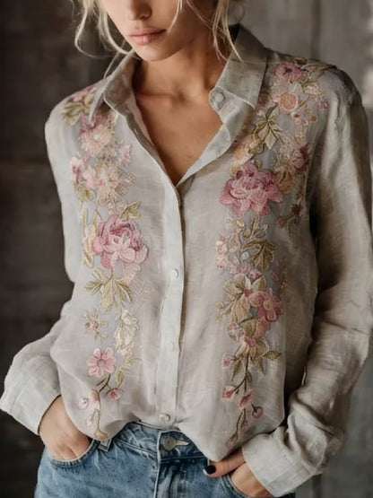 Women's casual floral print shirt