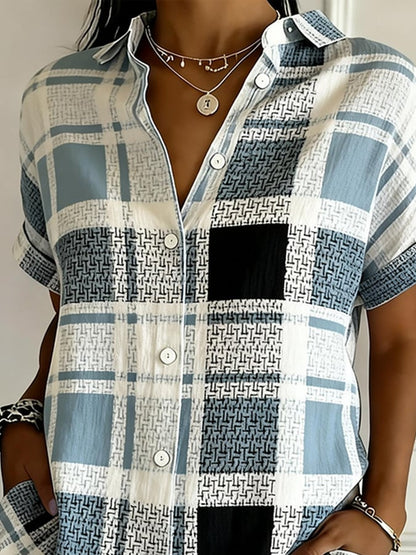 Women's Casual Collared Striped Print Shirt