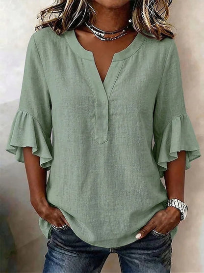 Women's V-Neck Ruffle Shirt