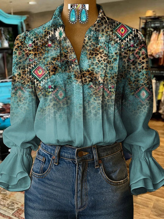 Women's Retro Casual Western Pattern Shirt