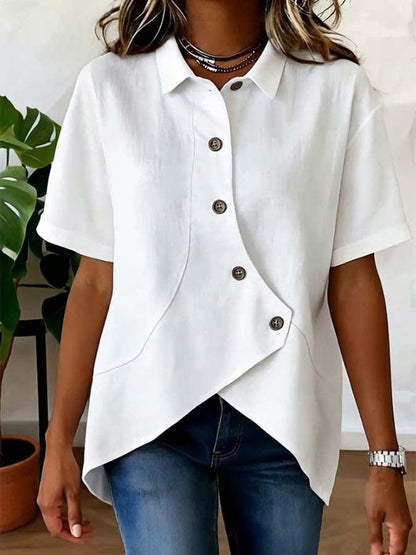 Women'S Casual Solid Color Irregular Shirt
