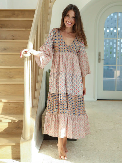 Charlotte Cotton Midi Dress - Wildflower Wonder
