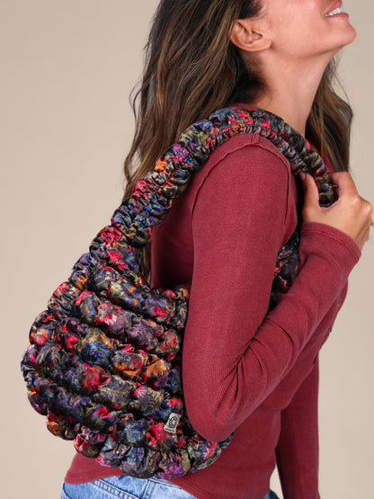 Puffy Velvet Fit-It-All Bag - Small Dark Floral Garden