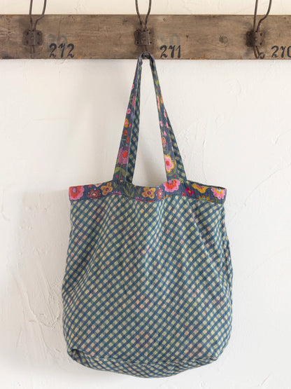 Cotton Gauze Reversible Tote Bag - Blue Floral