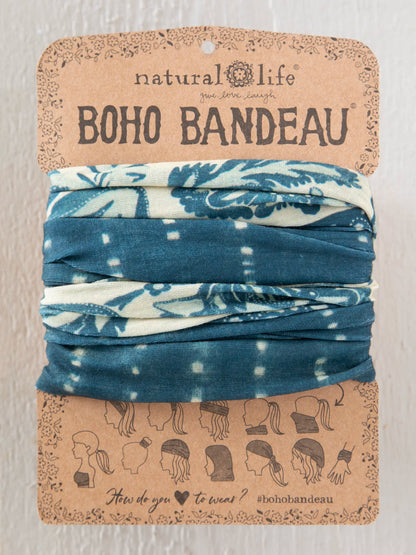 Full Boho Bandeau® Headband - Shibori Stripe Indigo
