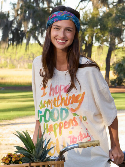 Full Boho Bandeau® Headband - Block Stamp Indigo