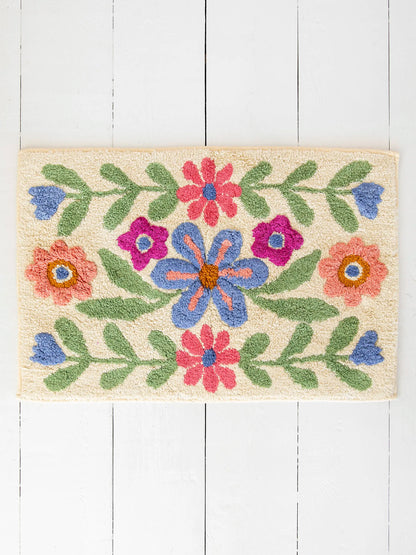 Tufted Cotton Bath Mat - Floral Vines