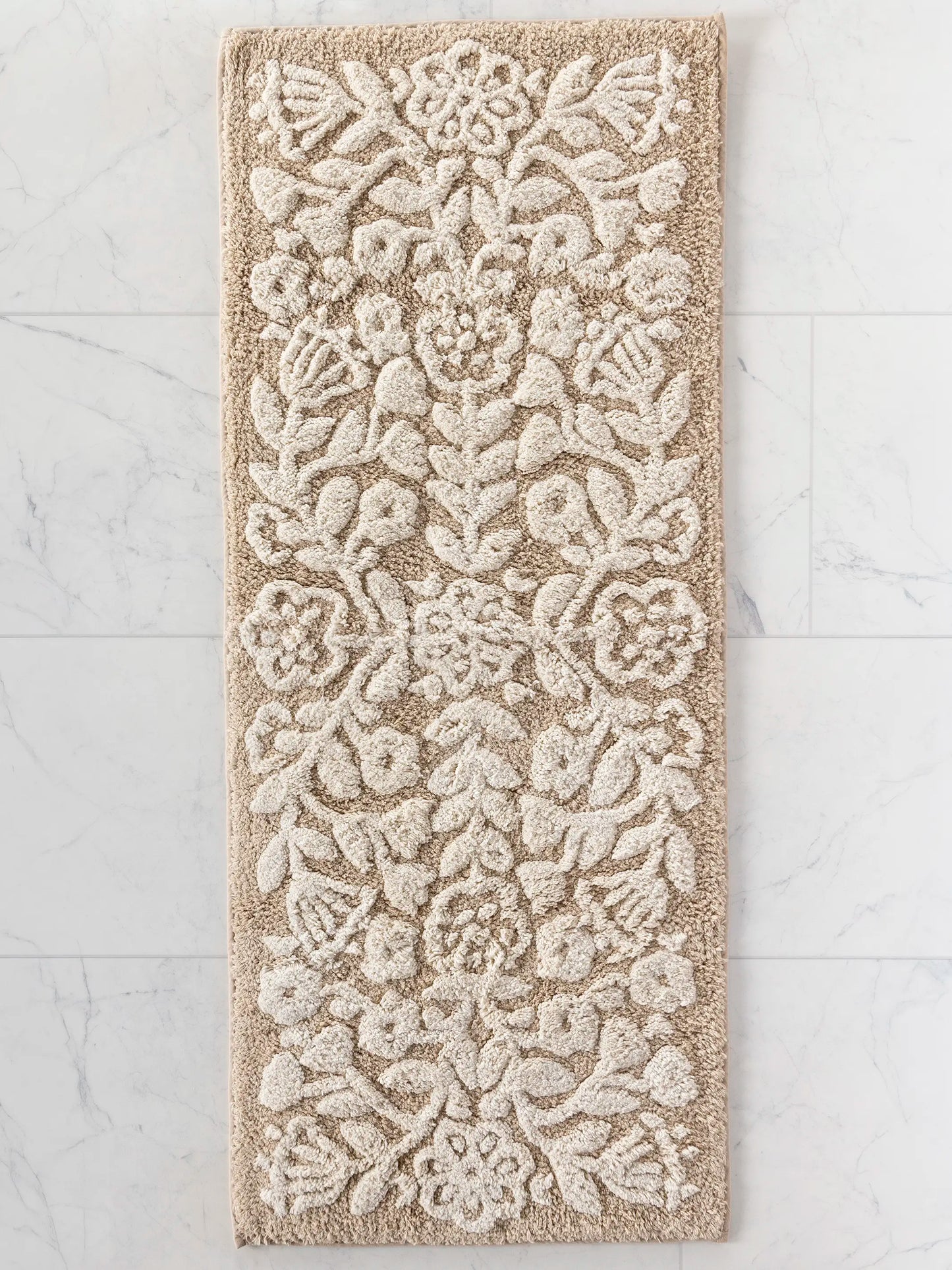 Tufted Runner Bath Mat - Cream Folk Flower