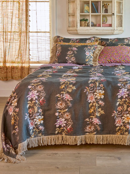 Boho Fringe Shams, Set of 2 - Dahlia Rows Chocolate