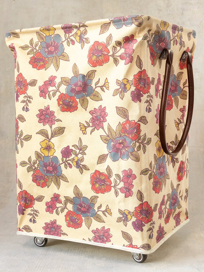 Rolling Laundry Hamper - Cream Enchanted Wildflowers