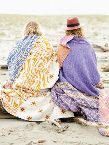 Vintage Kantha Blanket Quilt